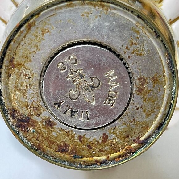 Vintage Salt Shaker And Pepper Grinder Set Porcelain and Brass Made In Italy - Picture 10 of 16